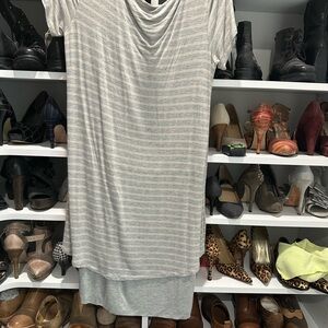 The Limited Gray and Cream Striped Top